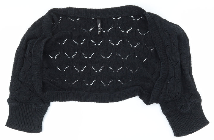 E-vie Womens Black V-Neck Acrylic Cardigan Jumper Size 10