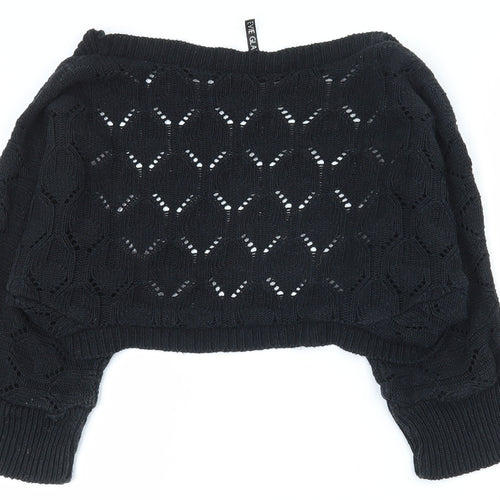 E-vie Womens Black V-Neck  Acrylic Cardigan Jumper Size 10