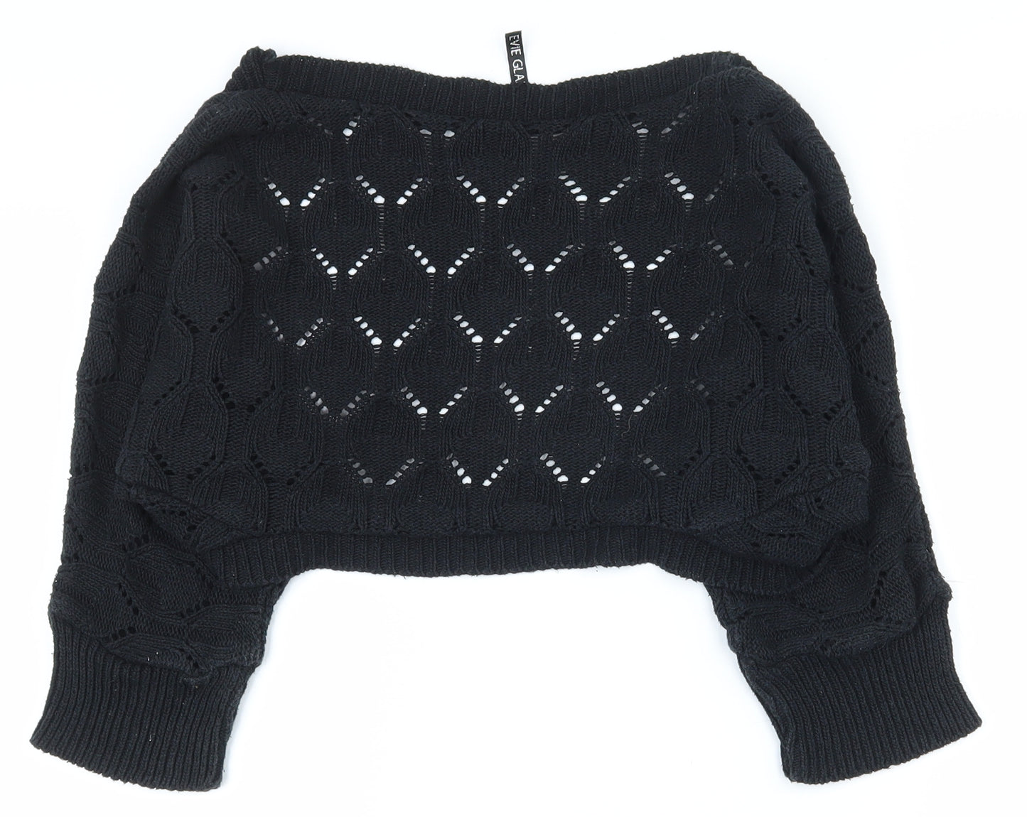 E-vie Womens Black V-Neck  Acrylic Cardigan Jumper Size 10