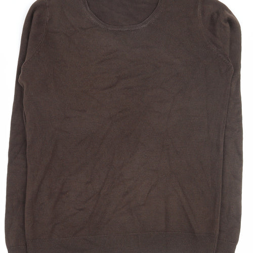 BHS Womens Brown Round Neck  Acrylic Pullover Jumper Size 8