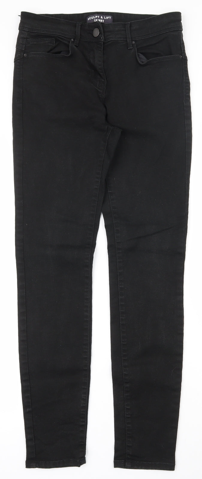 Marks and Spencer Womens Black  Cotton Skinny Jeans Size 8 L28.5 in Regular Zip
