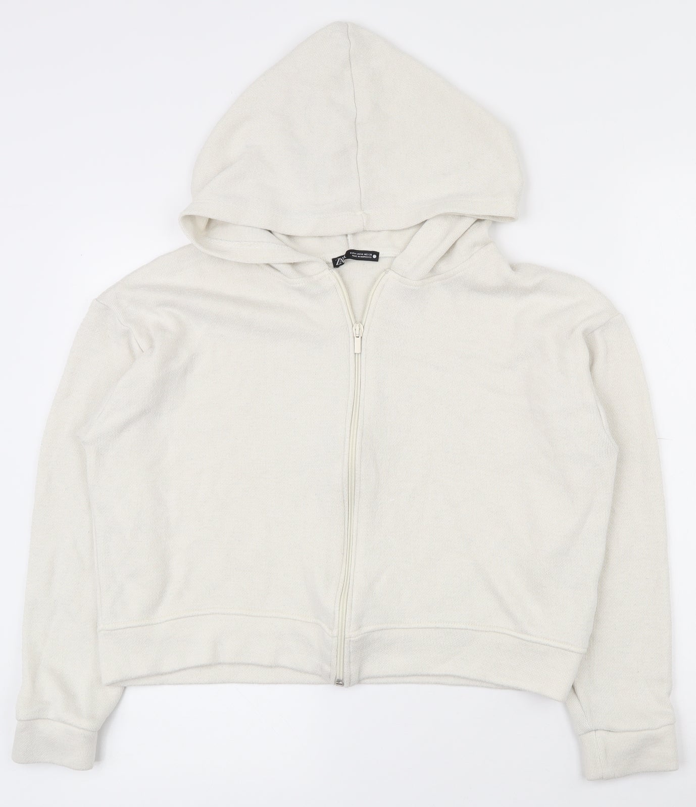 Zara Womens Beige  Viscose Full Zip Hoodie Size M  Zip