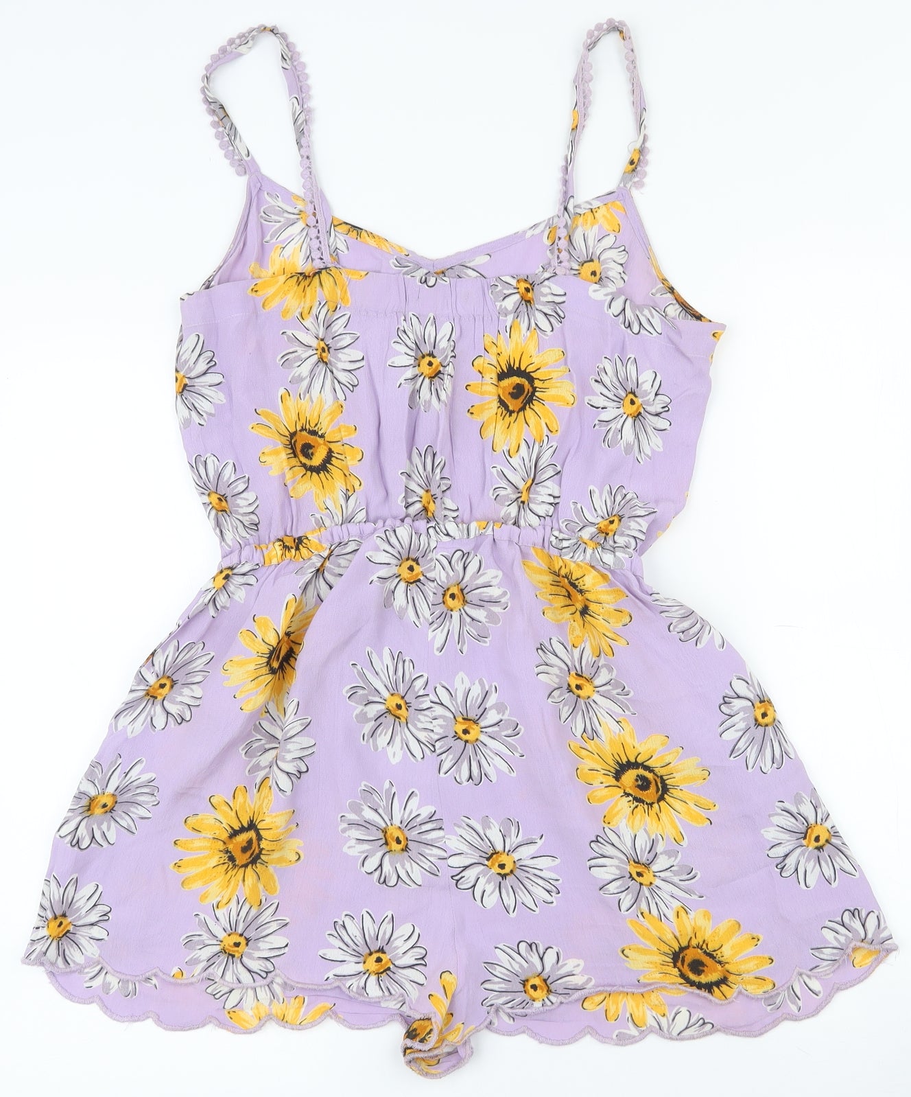 River Island Womens Multicoloured Floral Viscose Playsuit One-Piece Size 12  Pullover