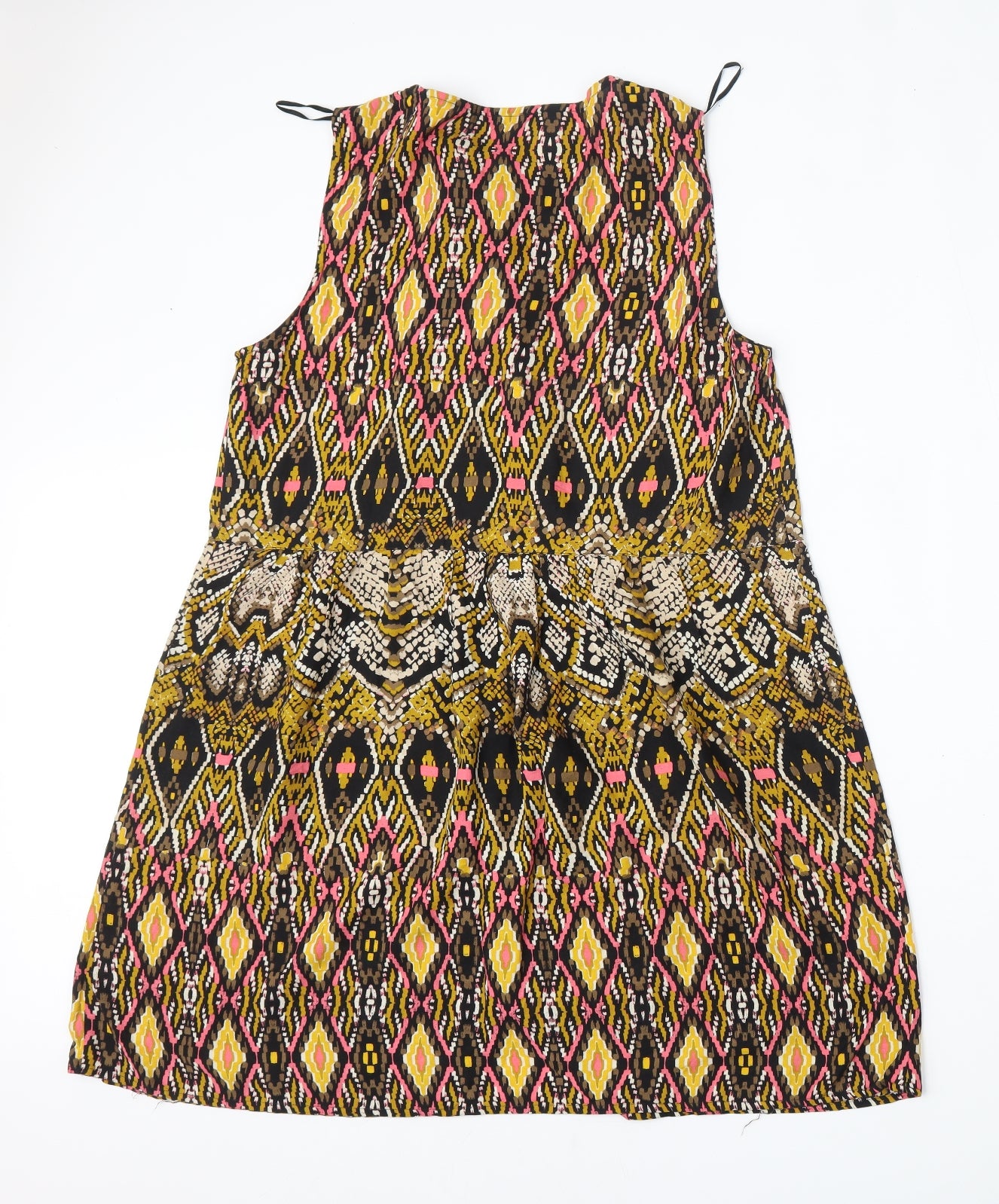 River Island Womens Multicoloured Geometric Viscose Trapeze & Swing  Size 16  Round Neck Button