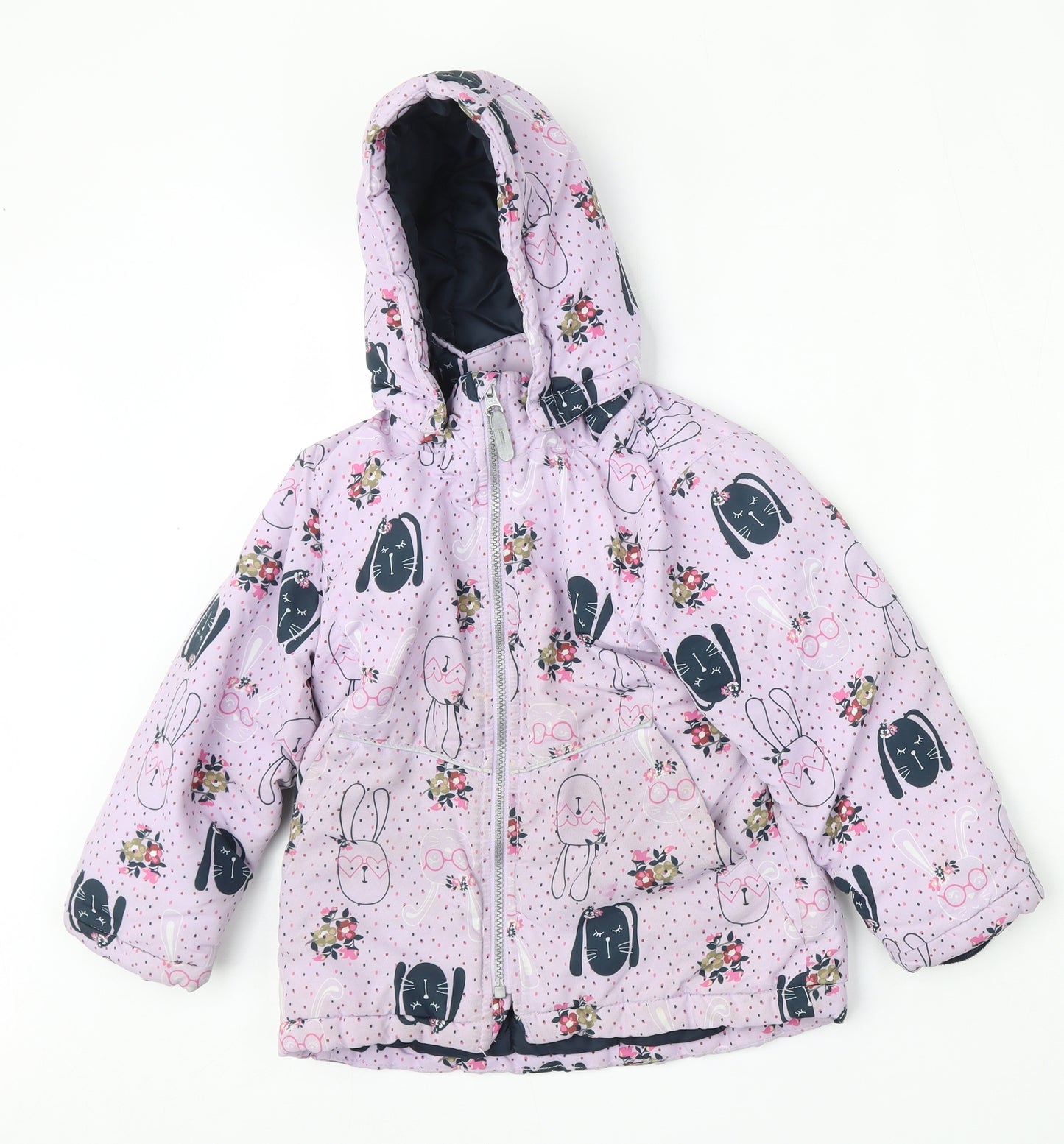 name it Girls Purple Geometric  Puffer Jacket Jacket Size 5 Years  Zip