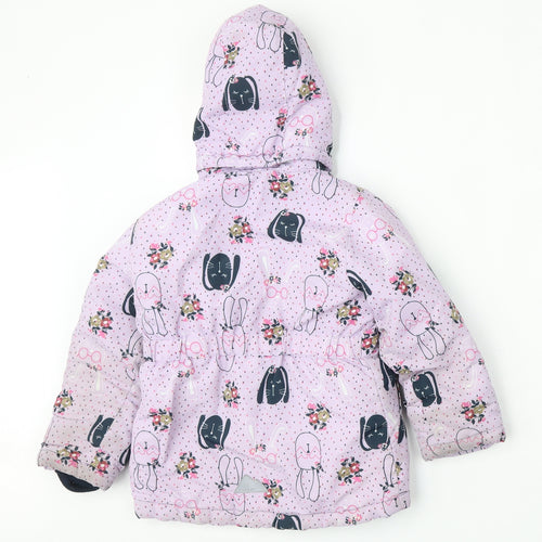 name it Girls Purple Geometric  Puffer Jacket Jacket Size 5 Years  Zip