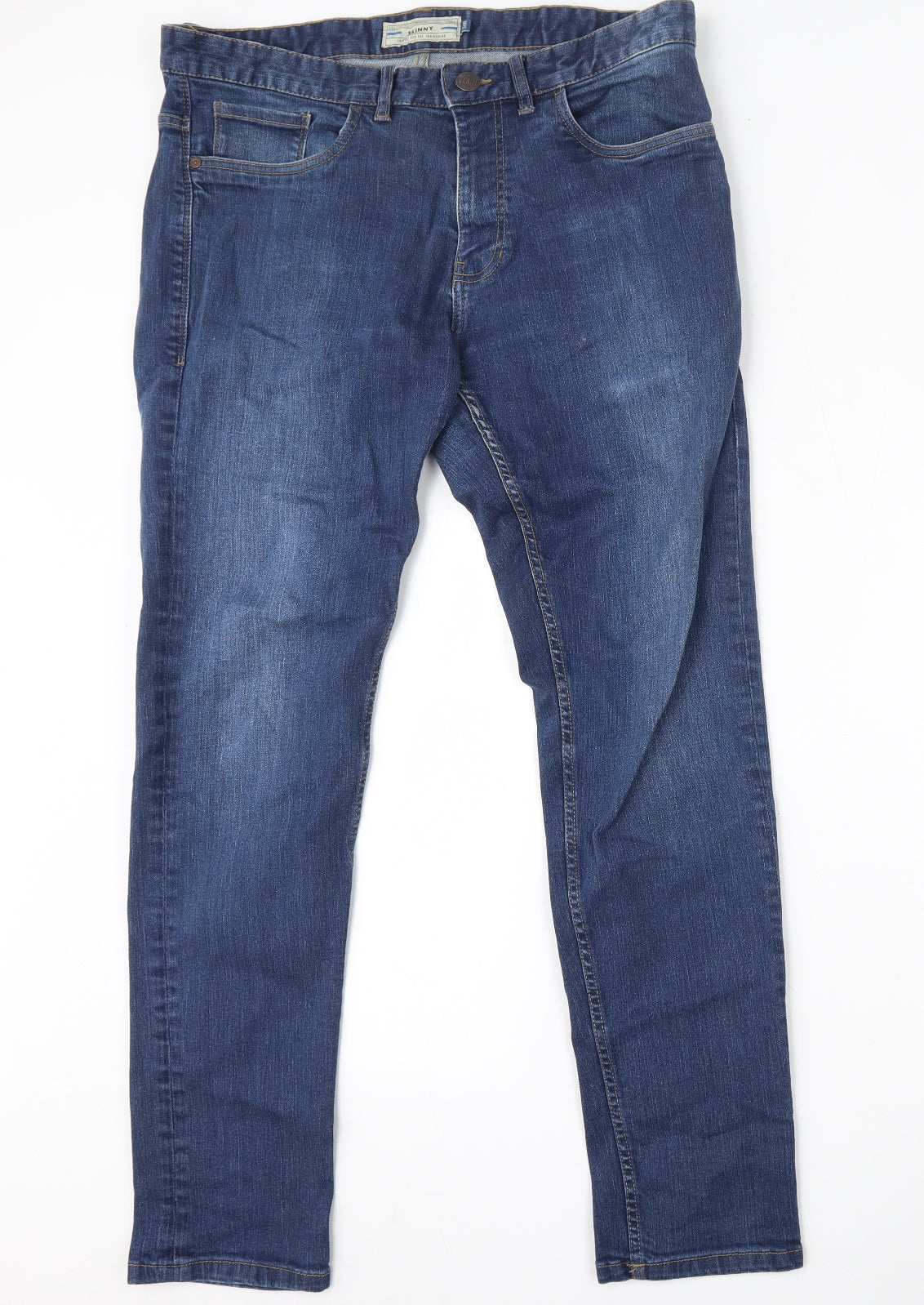 NEXT Mens Blue  Cotton Skinny Jeans Size 34 L32 in Regular Button