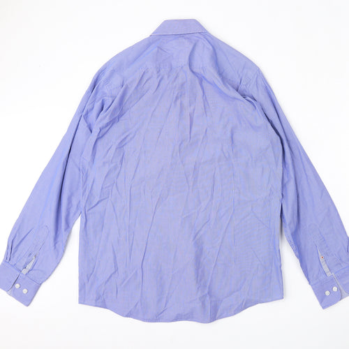 Lakeland Mens Blue  Cotton  Dress Shirt Size M Collared Button