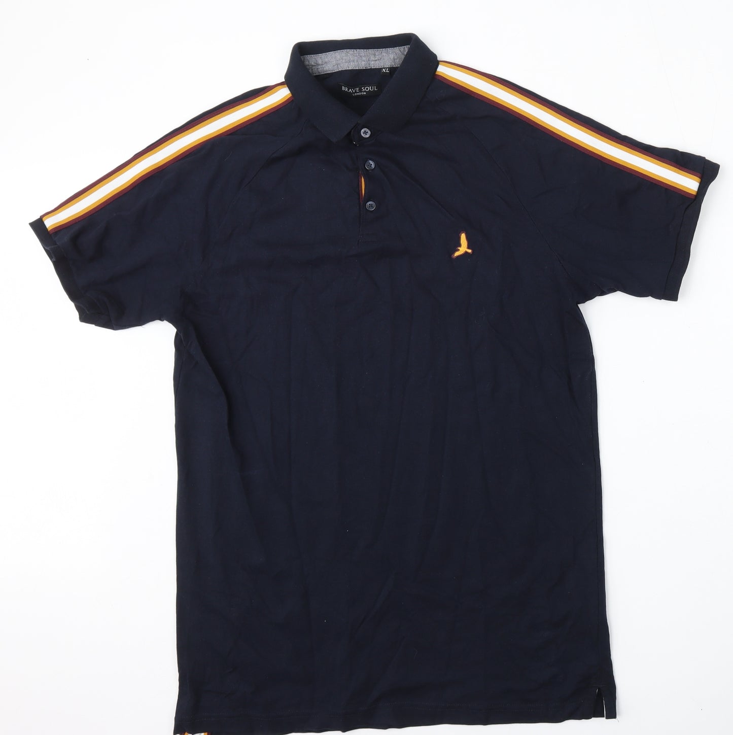 Brave Soul Mens Blue  Cotton  Polo Size XL Collared Button
