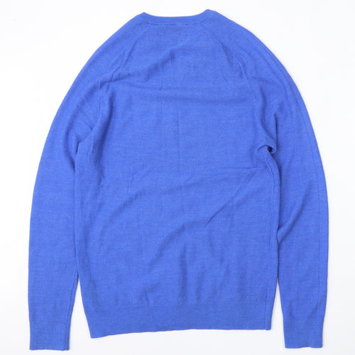 Paul Costelloe Mens Blue V-Neck  Wool Pullover Jumper Size S
