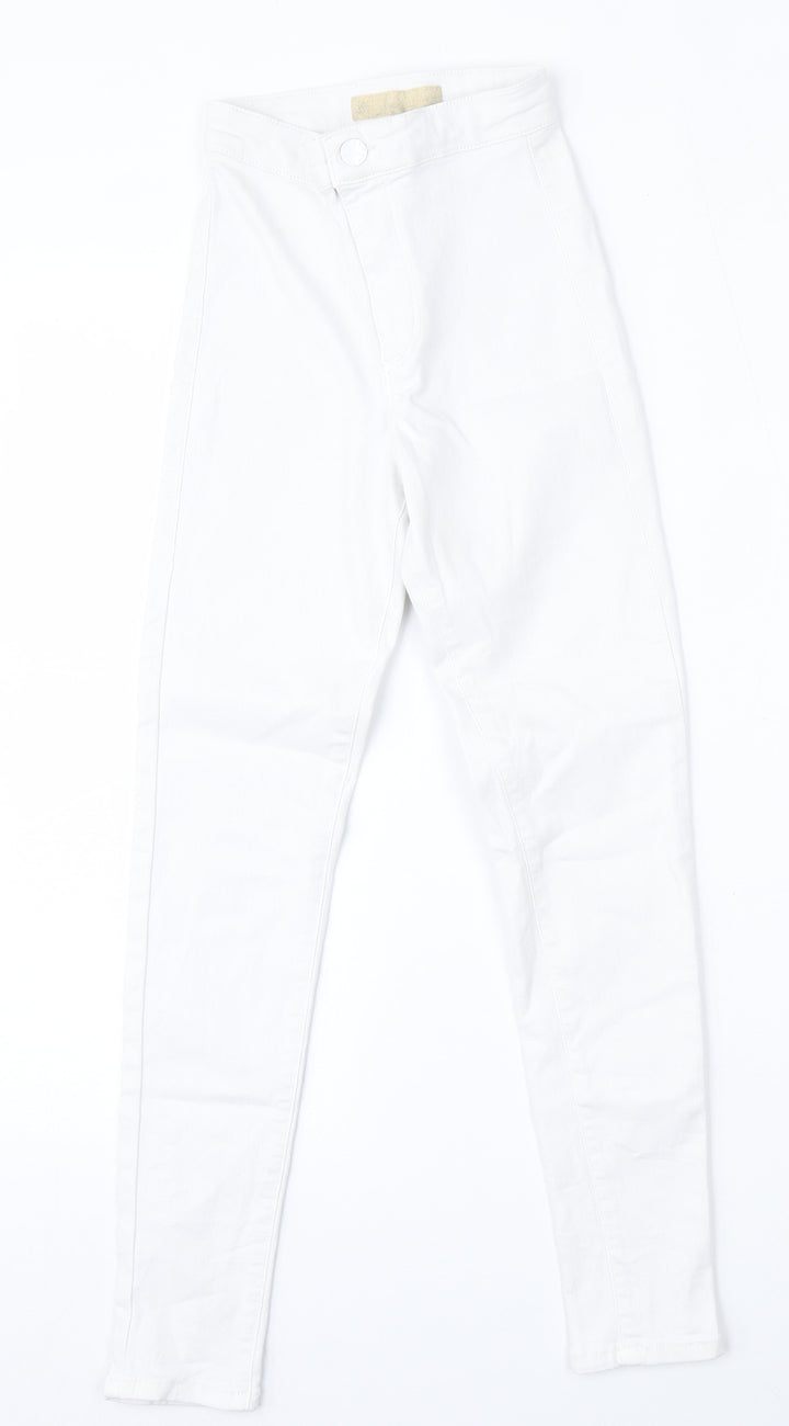 Topshop Womens White Cotton Skinny Jeans Size 25 L28 in Regular Zip