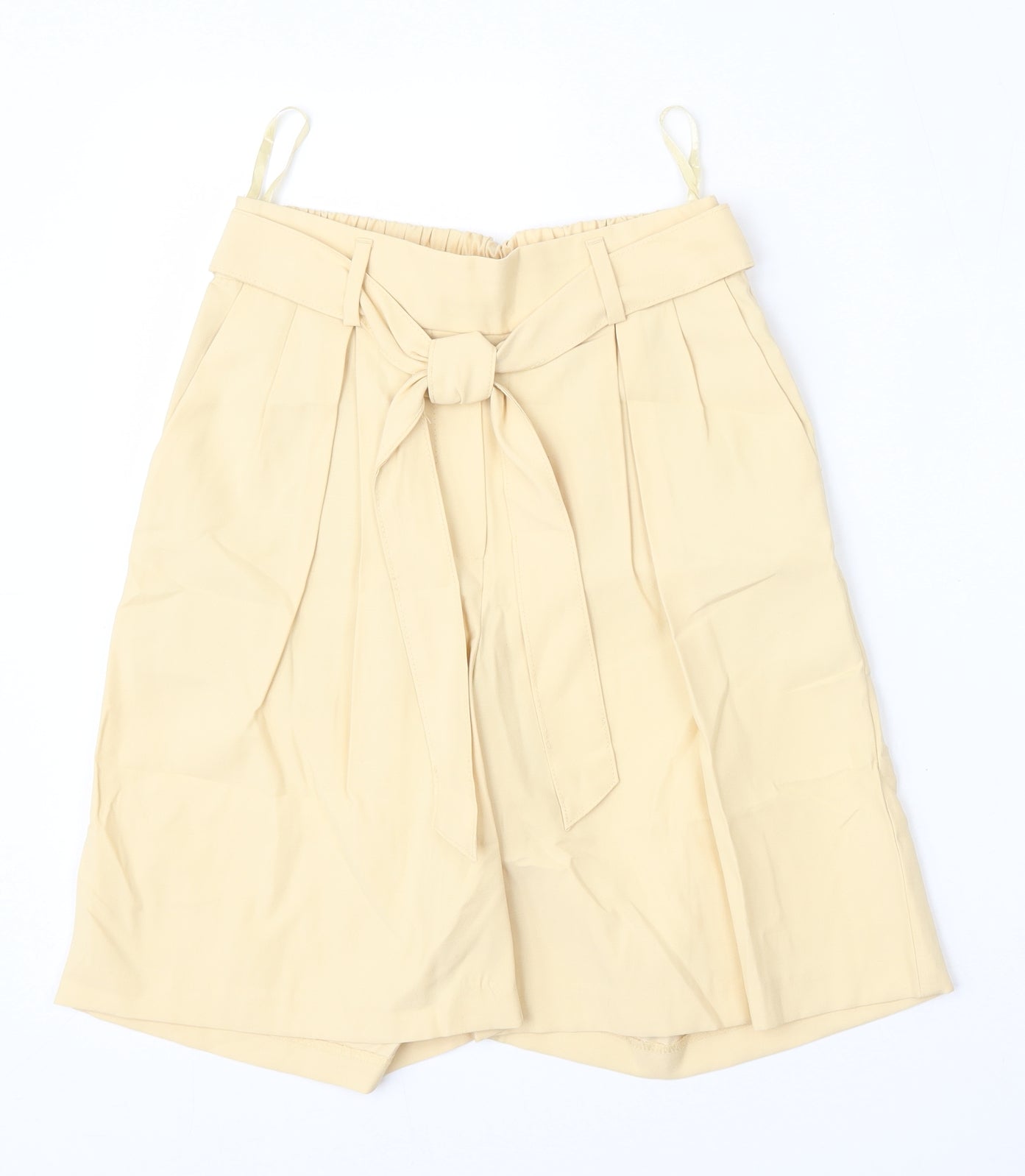 Primark Womens Yellow  Viscose Bermuda Shorts Size 6 L7 in Regular Tie