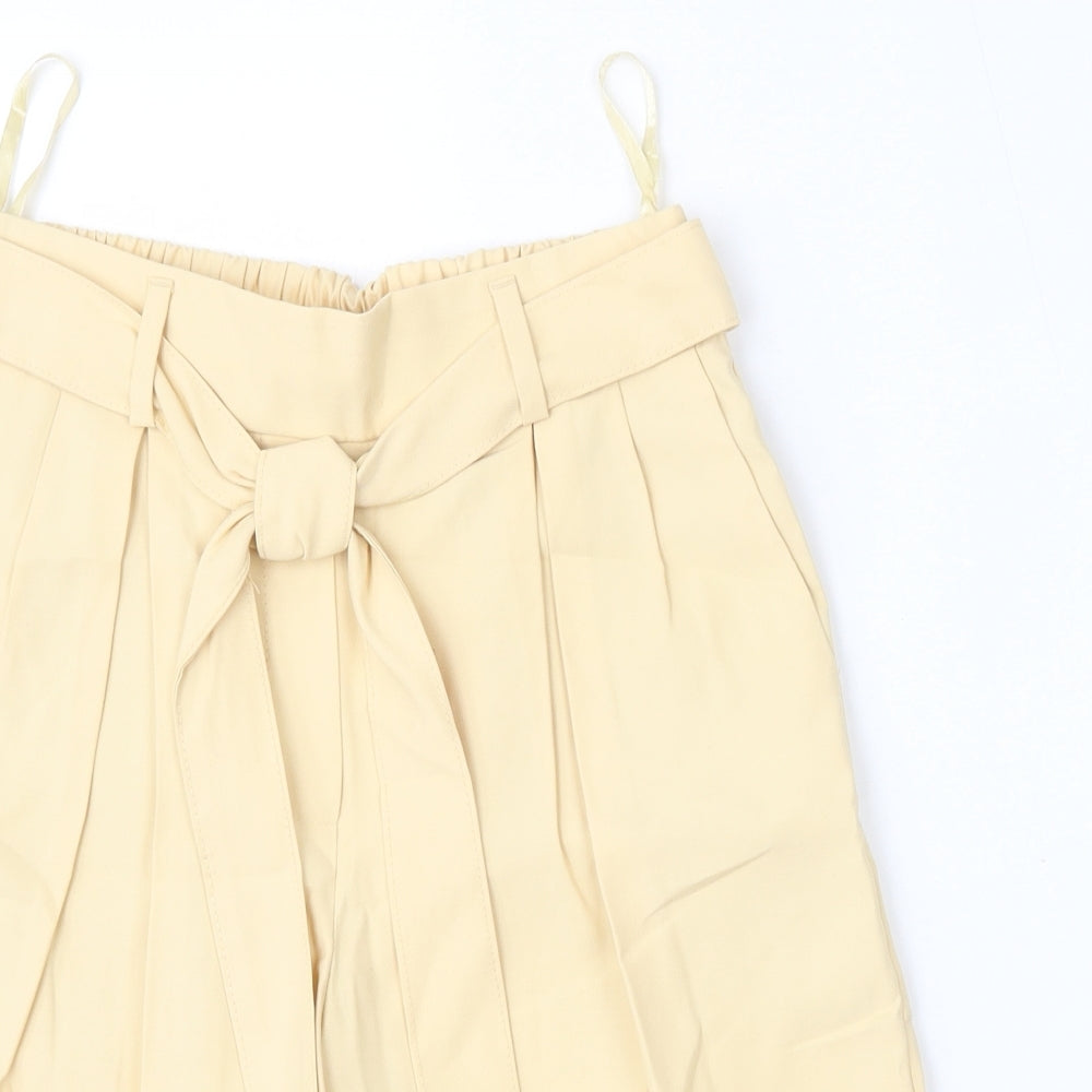 Primark Womens Yellow  Viscose Bermuda Shorts Size 6 L7 in Regular Tie