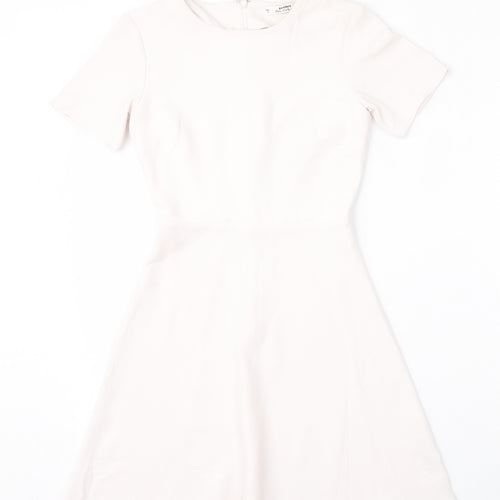 Miss Selfridge Womens White  Polyester Fit & Flare  Size 4  Round Neck