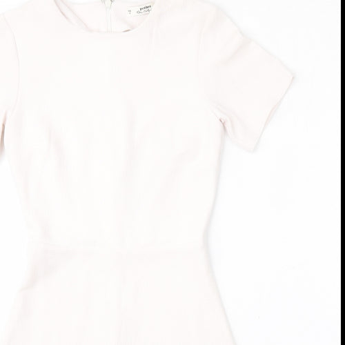 Miss Selfridge Womens White  Polyester Fit & Flare  Size 4  Round Neck