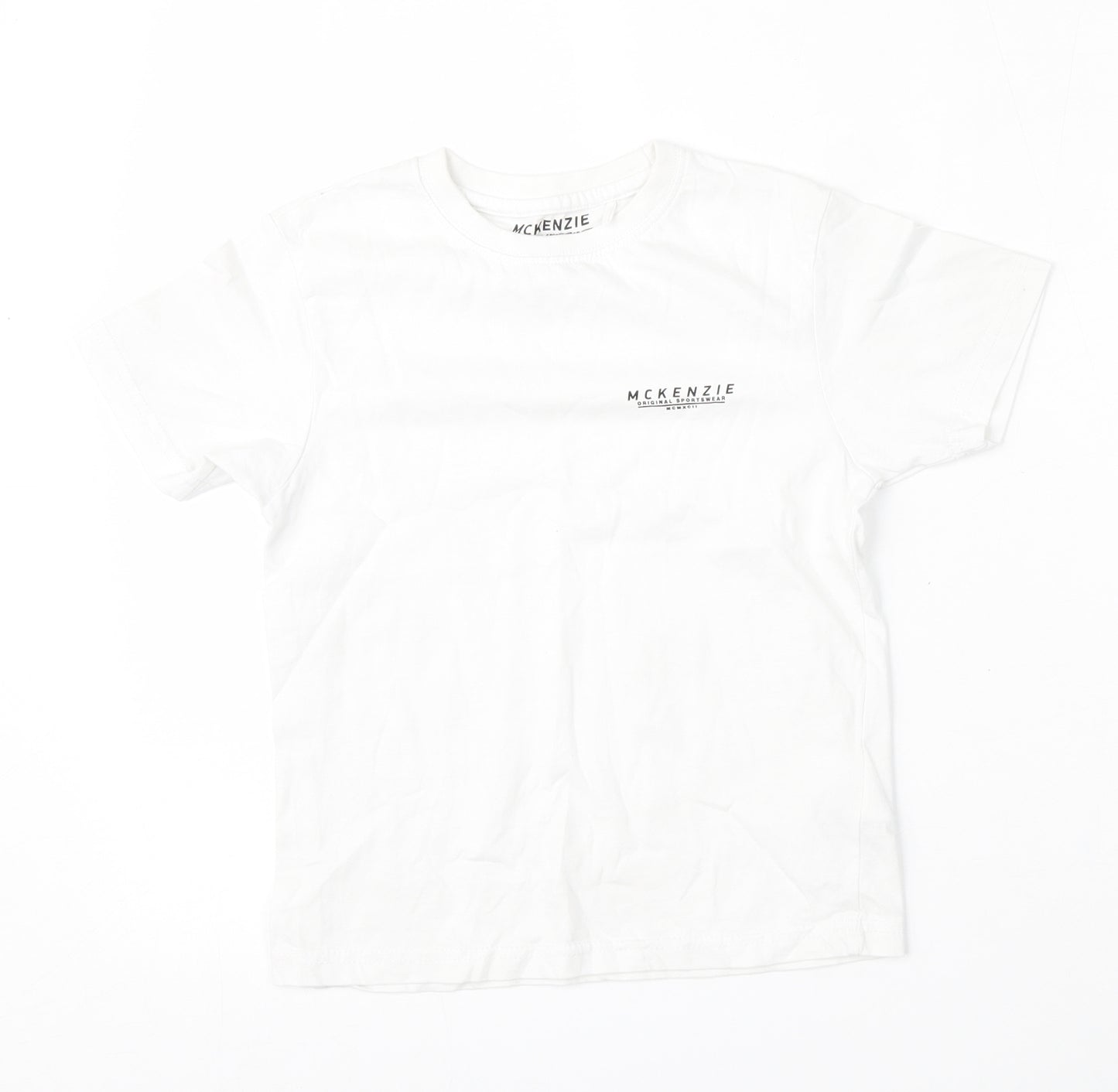 McKenzie Boys White  Cotton Basic T-Shirt Size 8-9 Years Round Neck
