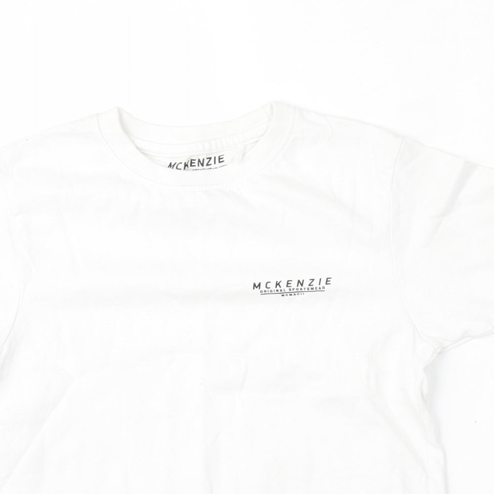 McKenzie Boys White  Cotton Basic T-Shirt Size 8-9 Years Round Neck