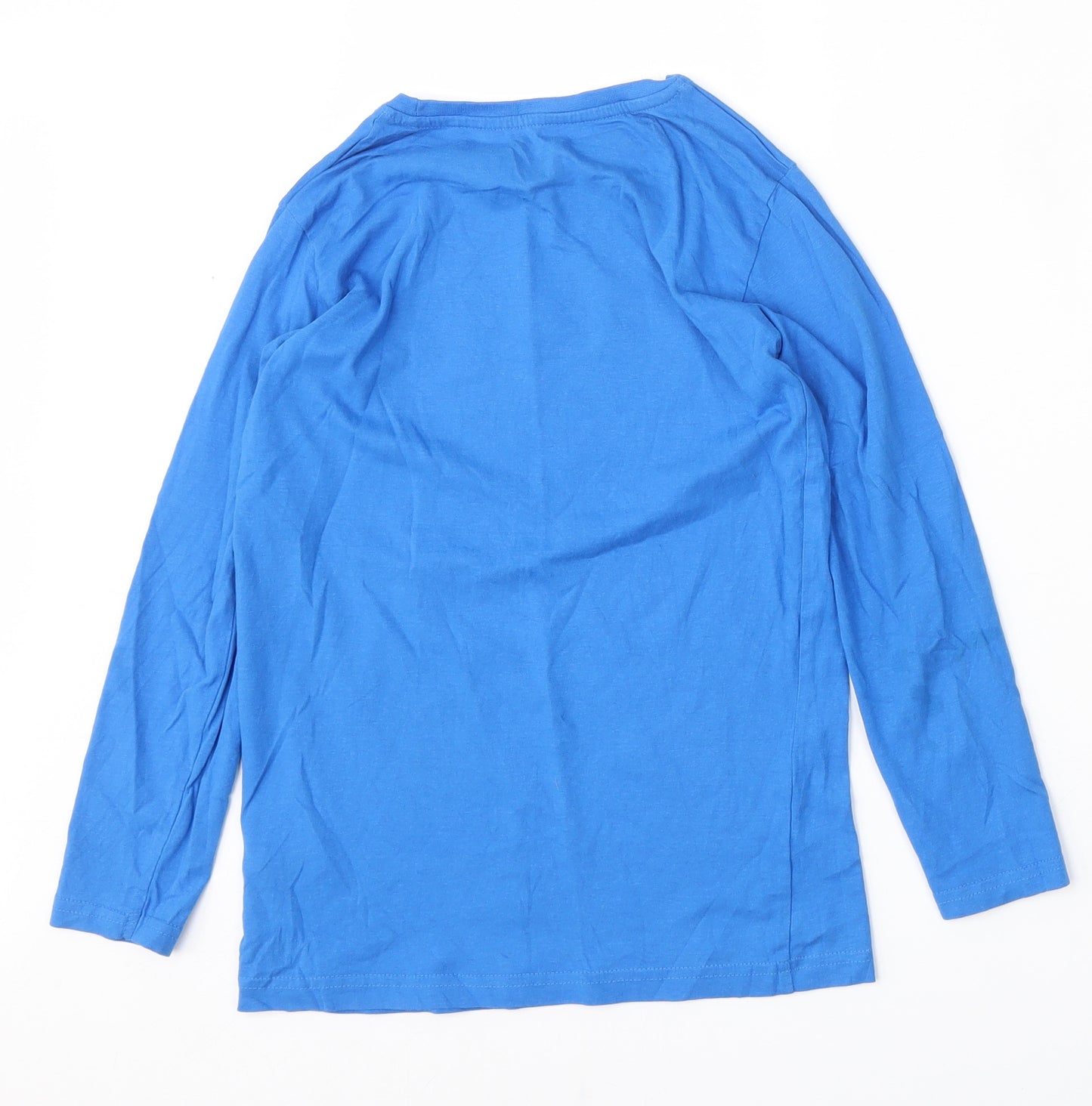 Dunnes Stores Boys Blue  Cotton Basic T-Shirt Size 9-10 Years Round Neck