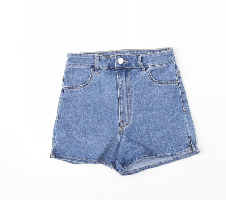 H&M Womens Blue Cotton Bermuda Shorts Size 6 L3 in Regular Zip