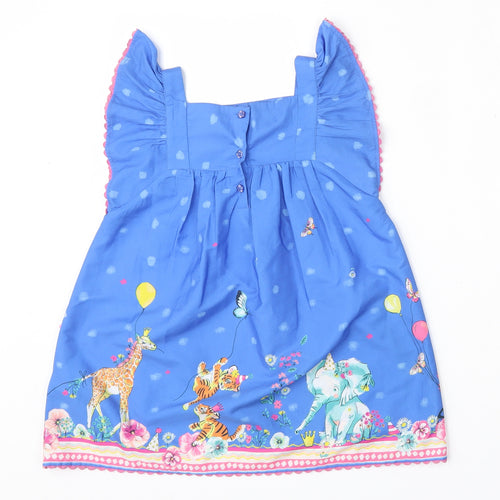 Monsoon Girls Multicoloured Geometric Polyester Fit & Flare  Size 2-3 Years  Square Neck  - Elephants