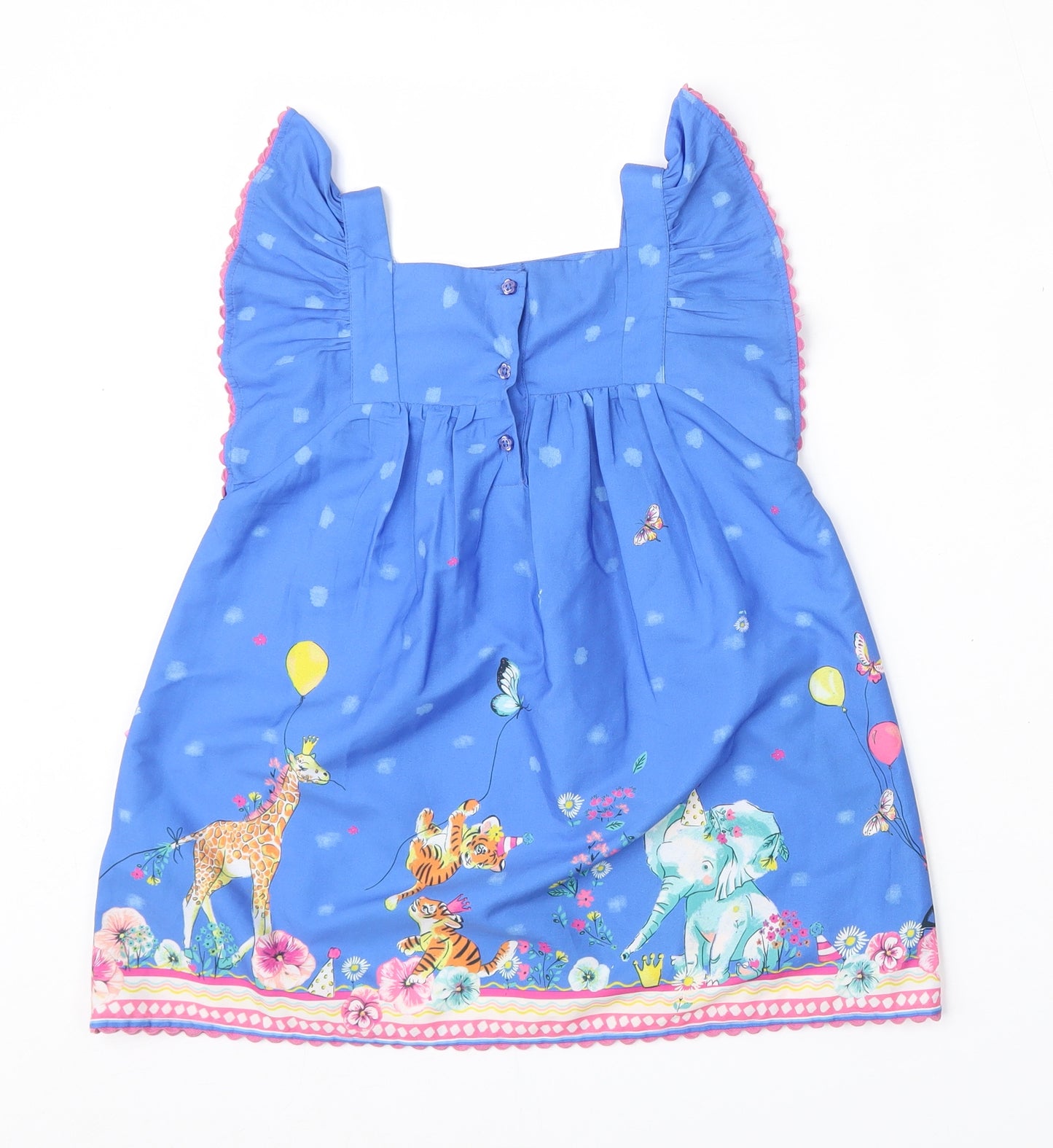 Monsoon Girls Multicoloured Geometric Polyester Fit & Flare  Size 2-3 Years  Square Neck  - Elephants