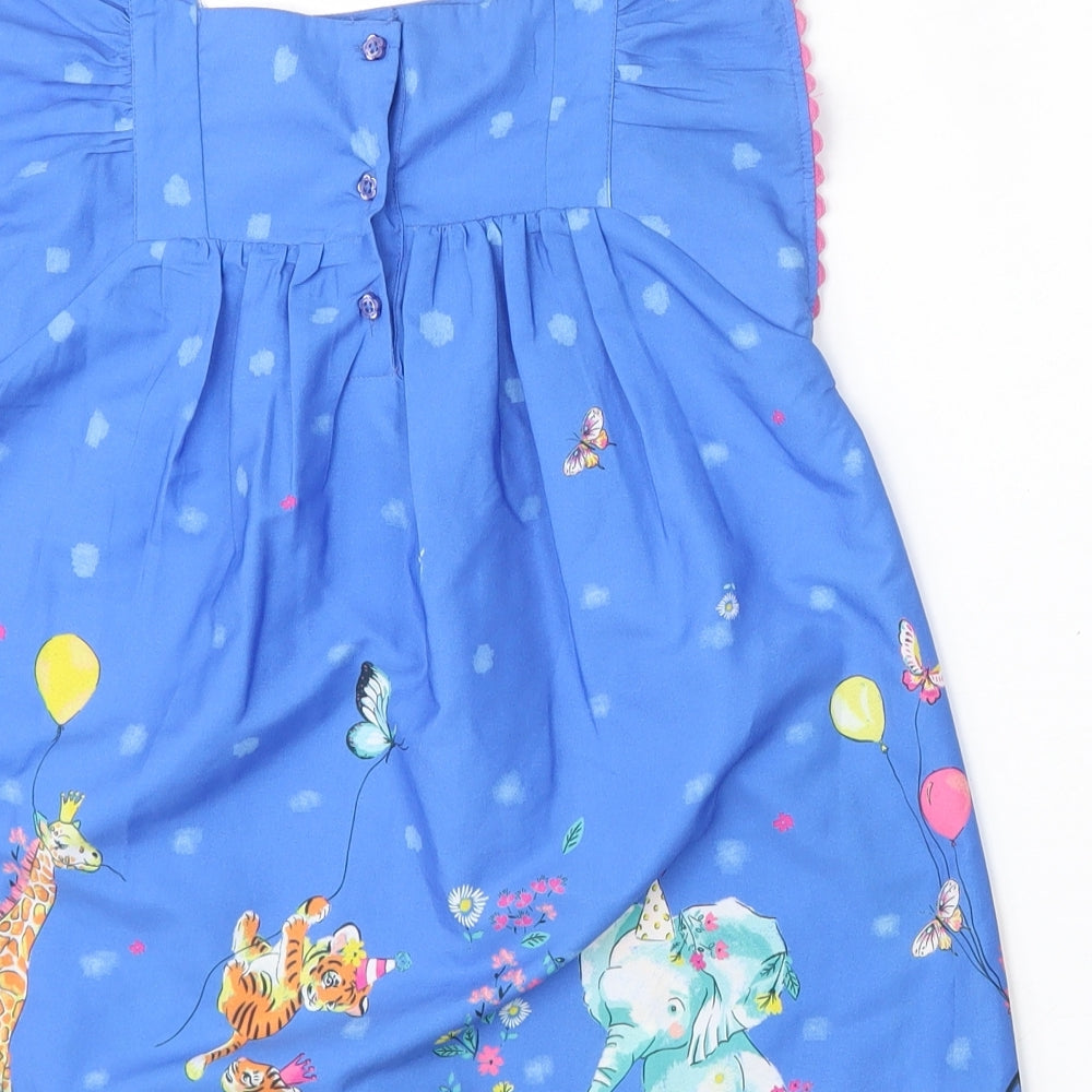 Monsoon Girls Multicoloured Geometric Polyester Fit & Flare  Size 2-3 Years  Square Neck  - Elephants