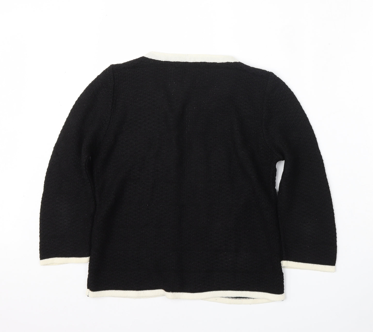 George Womens Black Round Neck  Acrylic Cardigan Jumper Size 8