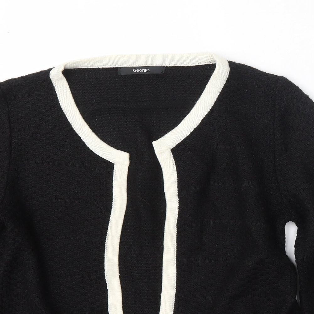 George Womens Black Round Neck  Acrylic Cardigan Jumper Size 8