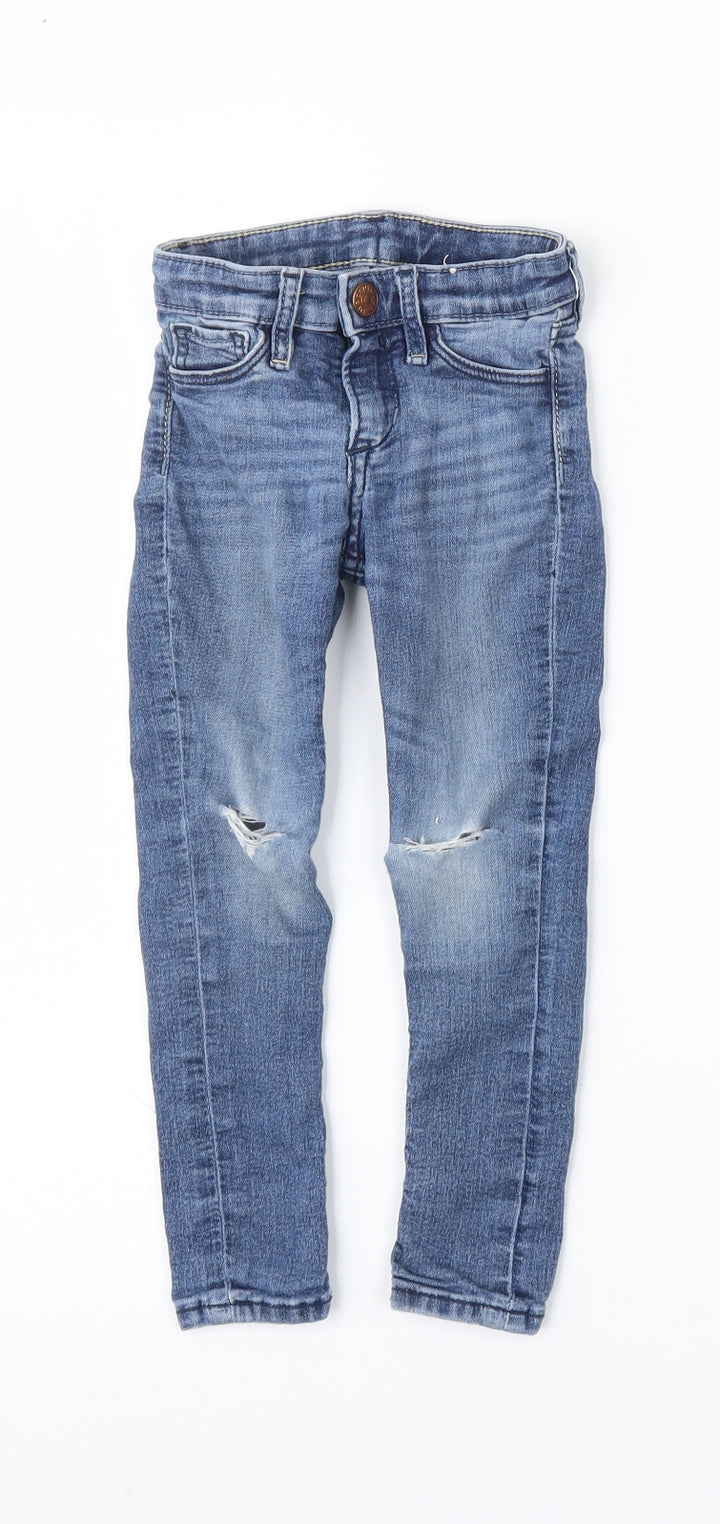 H&M Girls Blue  Cotton Skinny Jeans Size 3 Years  Regular