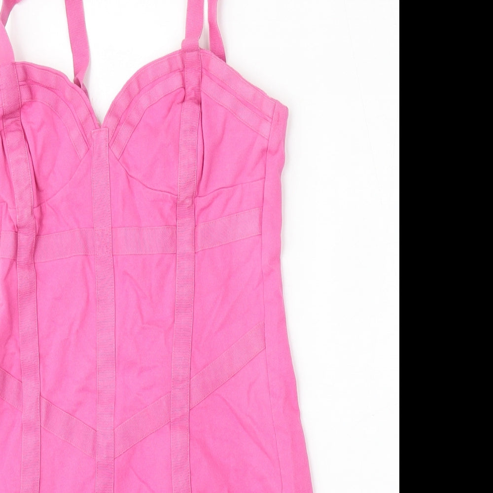 Miss Selfridge Womens Pink  Cotton Shift  Size 12  Round Neck