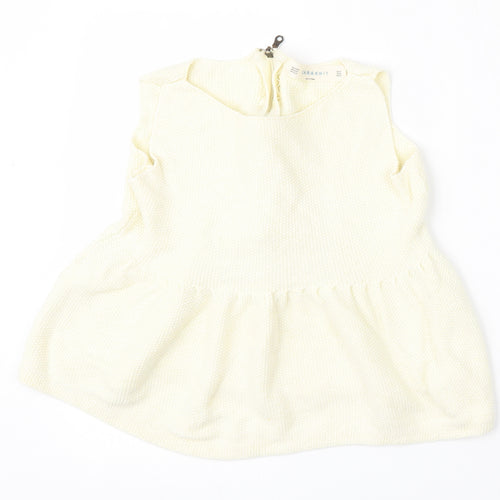 Zara Knit Womens Beige  Viscose Basic Blouse Size M Round Neck