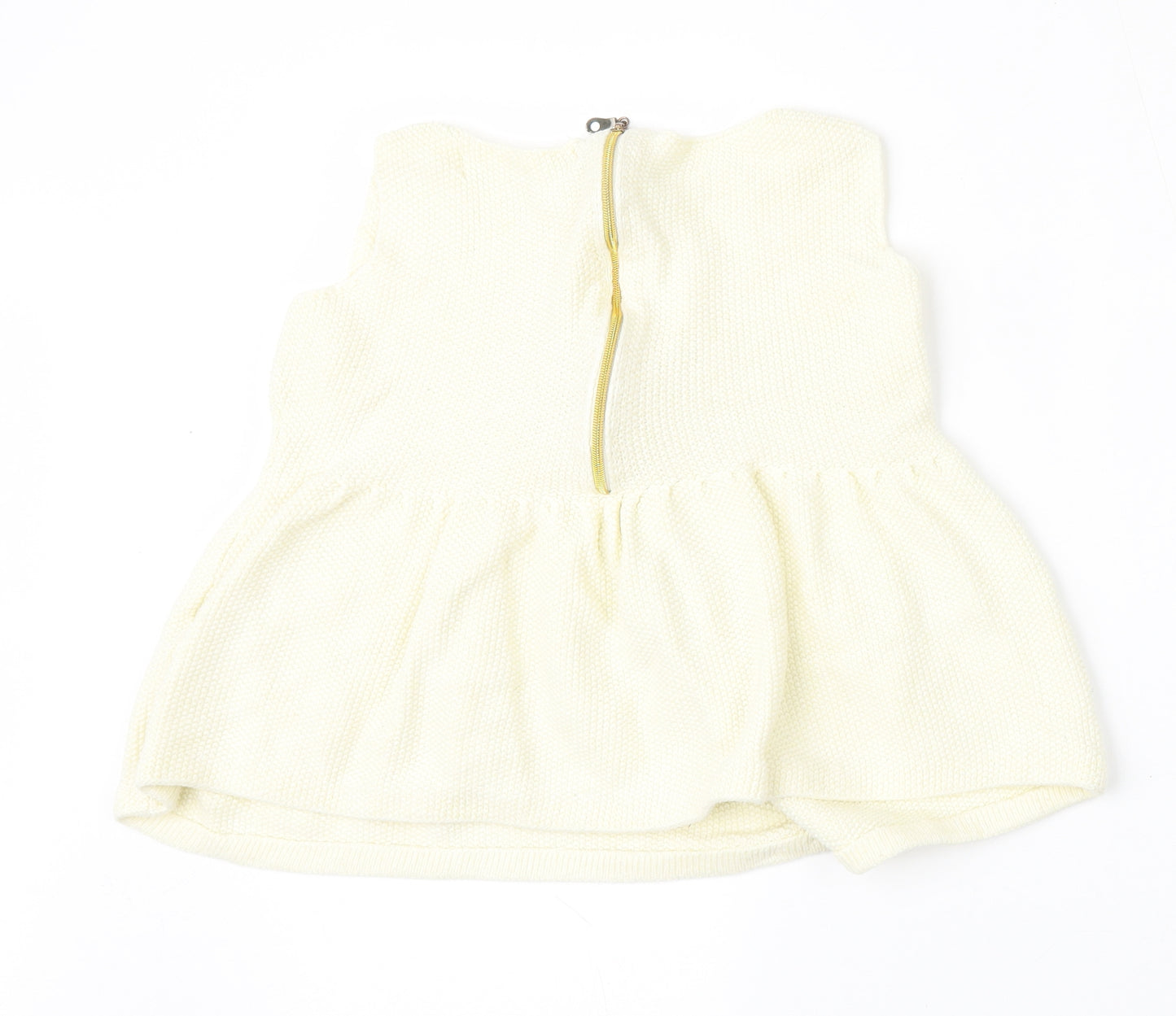 Zara Knit Womens Beige  Viscose Basic Blouse Size M Round Neck