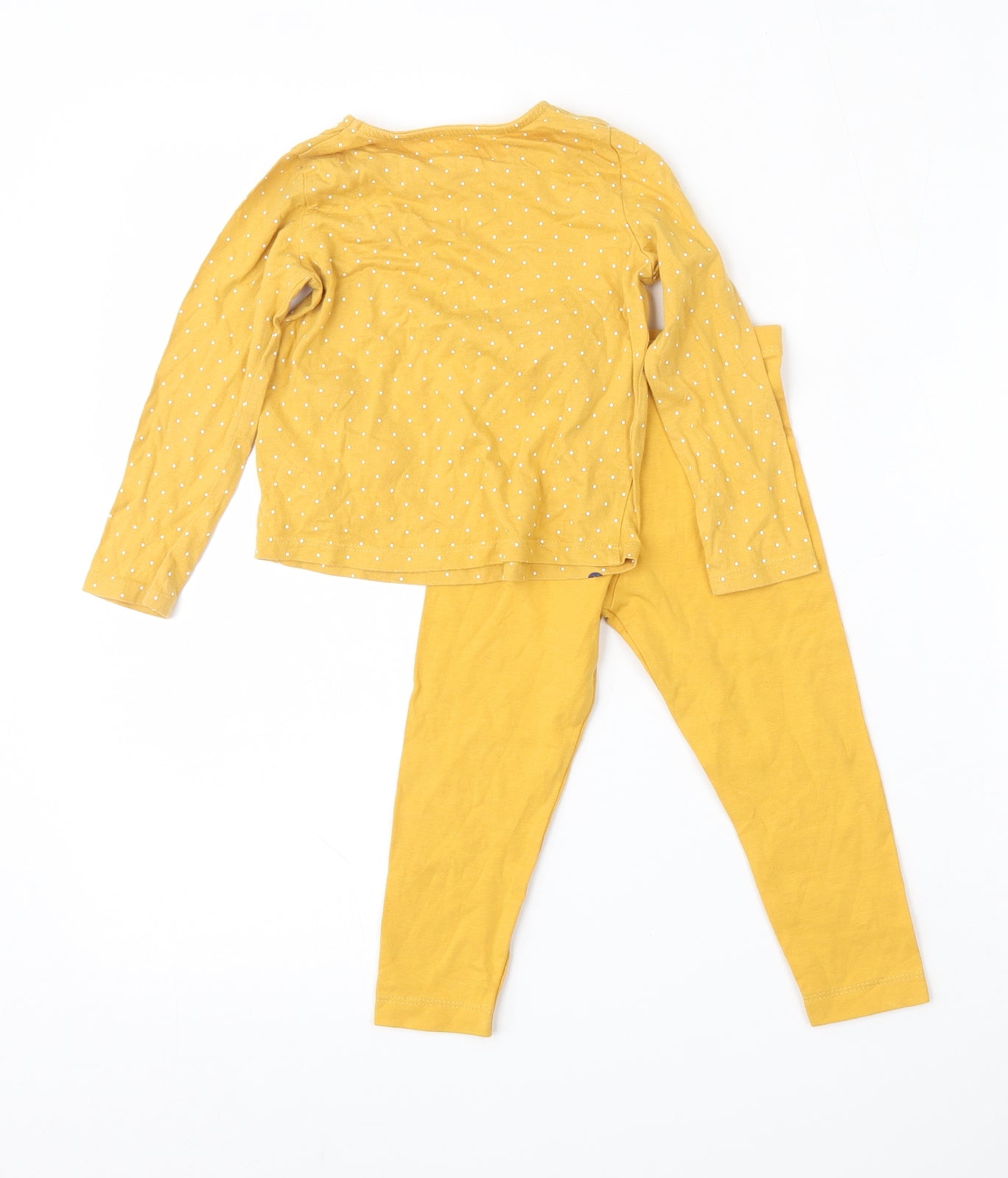 F&F Girls Yellow Polka Dot Cotton Babydoll Lounge Set Size 18-24 Months