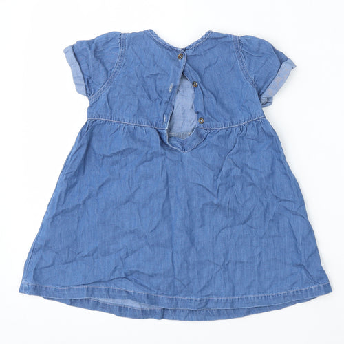 Lullaby Girls Blue  Cotton Trapeze & Swing  Size 18-24 Months  Round Neck Button