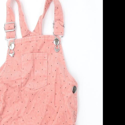 Primark Girls Pink Polka Dot Cotton Dungaree One-Piece Size 18-24 Months  Button