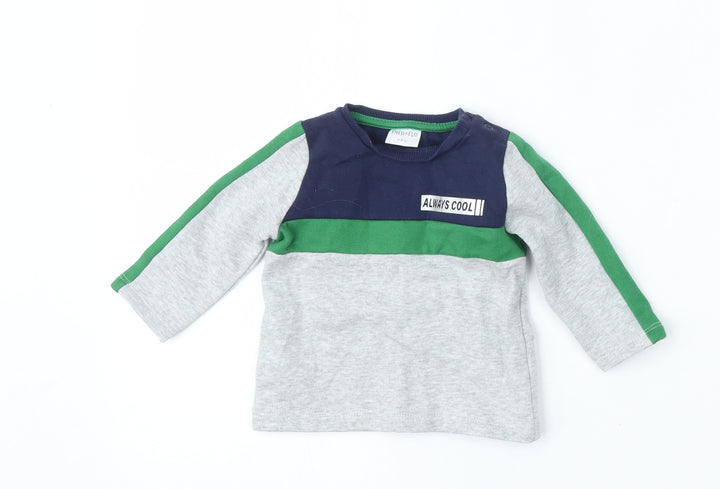 F&F Boys Grey Cotton Pullover Jumper Size 3-6 Months