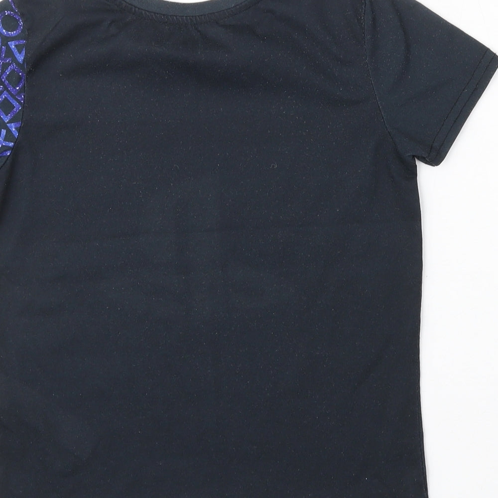 Primark Boys Black  Polyester Basic T-Shirt Size 6-7 Years Round Neck  - PlayStation