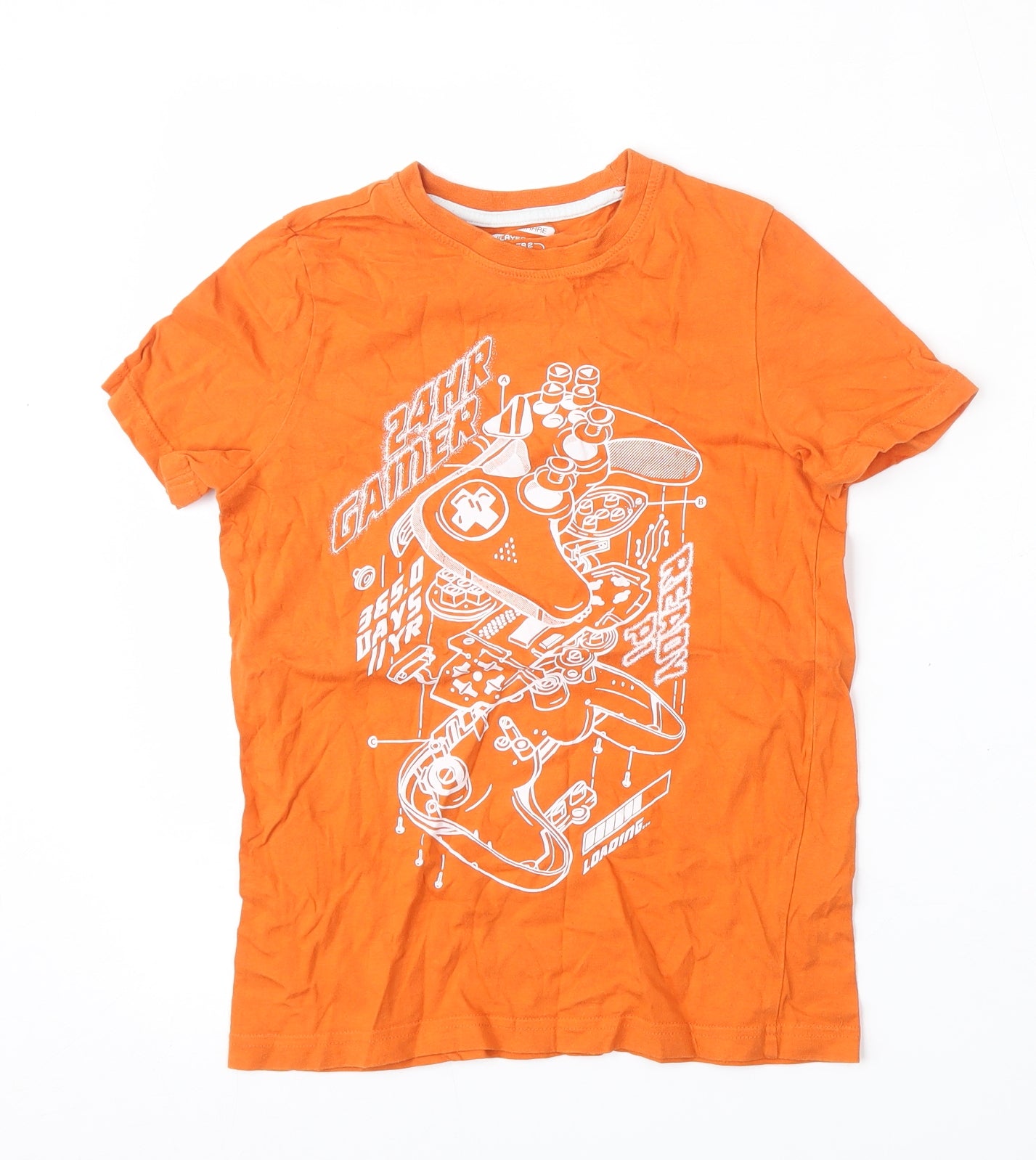 F&F Boys Orange  Cotton Basic T-Shirt Size 8-9 Years Round Neck