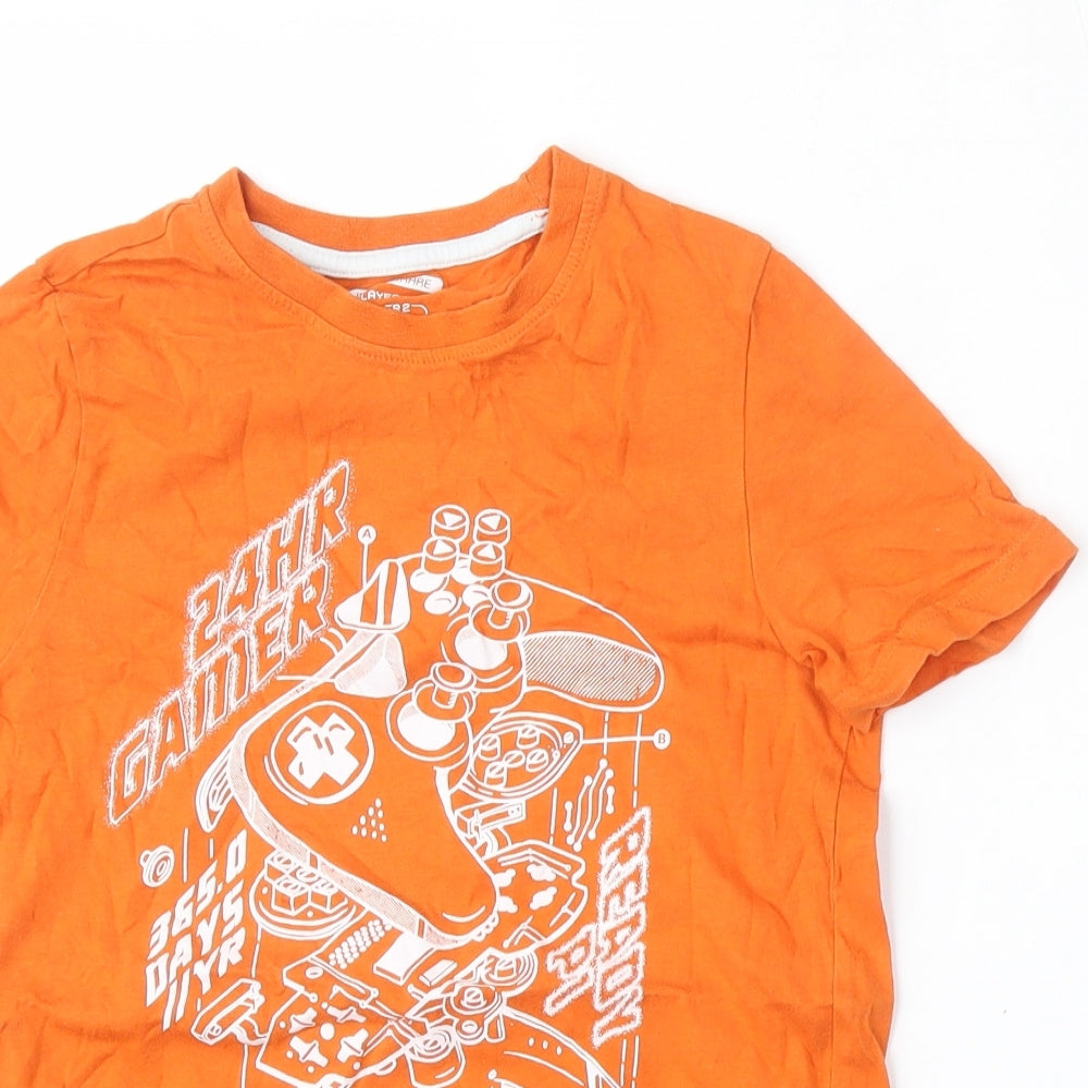 F&F Boys Orange  Cotton Basic T-Shirt Size 8-9 Years Round Neck