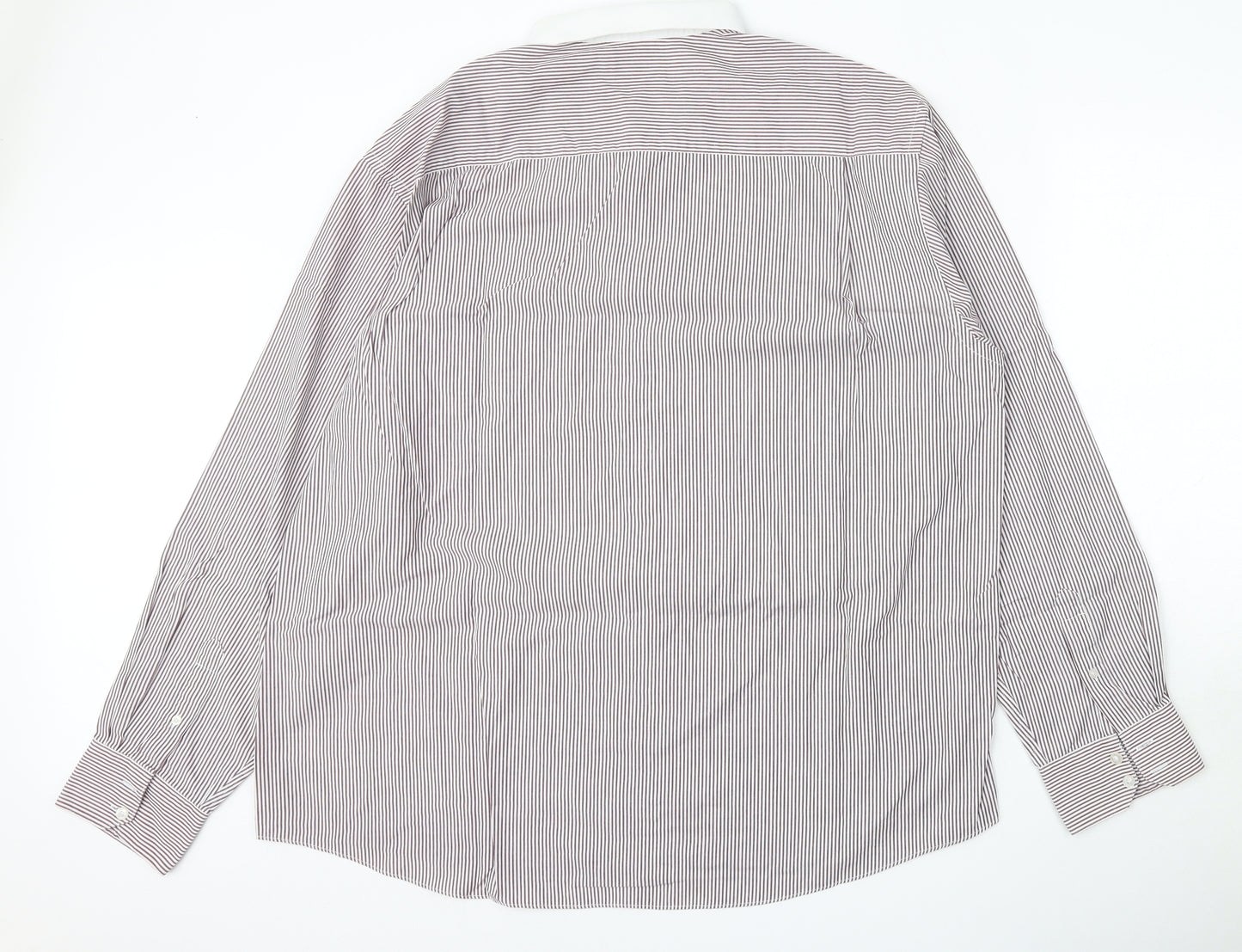 F&F Mens Multicoloured Striped Cotton  Dress Shirt Size 18.5 Collared