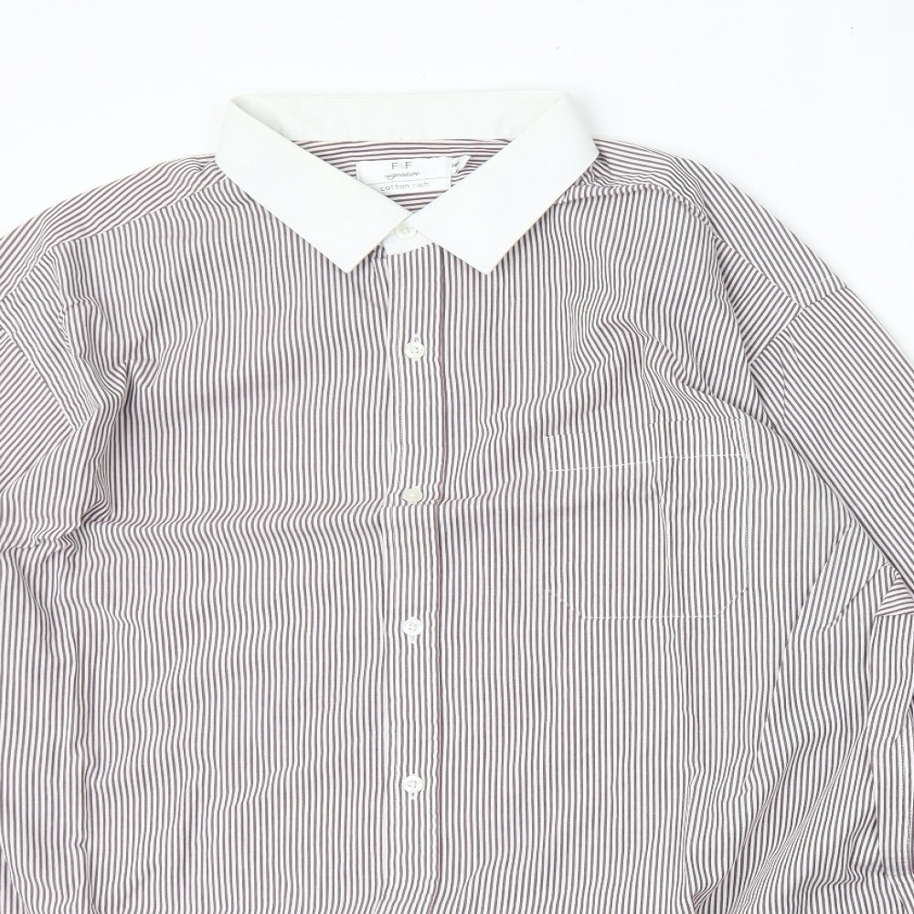 F&F Mens Multicoloured Striped Cotton  Dress Shirt Size 18.5 Collared