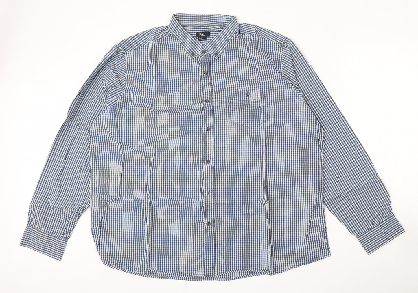 F&F Mens Multicoloured Check Cotton  Dress Shirt Size 3XL Collared
