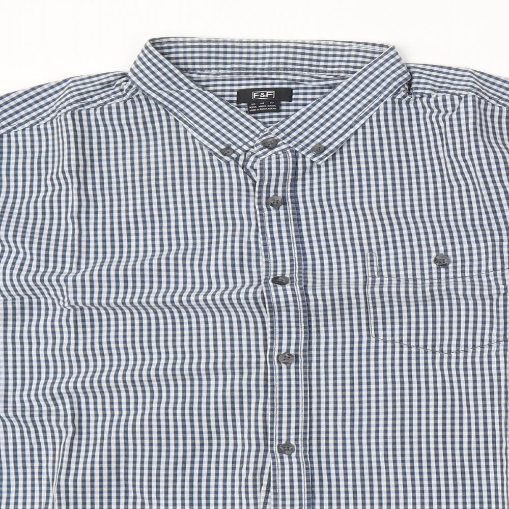 F&F Mens Multicoloured Check Cotton  Dress Shirt Size 3XL Collared