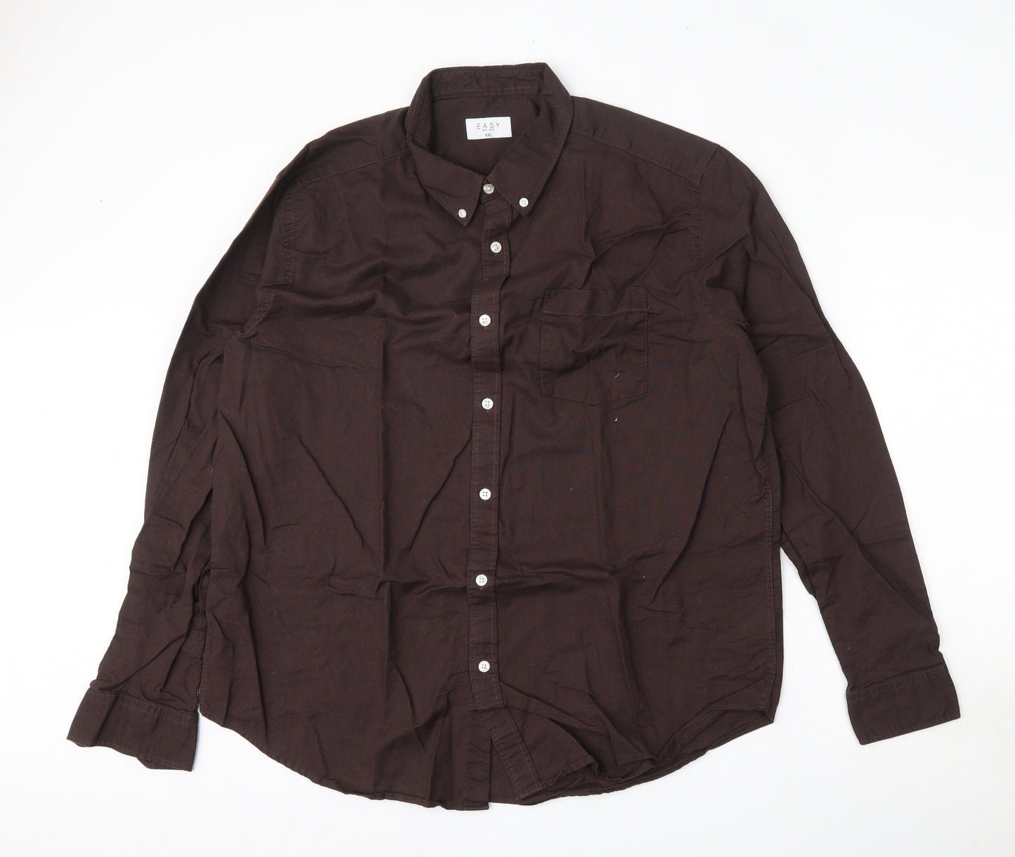 Matalan Mens Brown  Cotton  Dress Shirt Size 2XL Collared Button