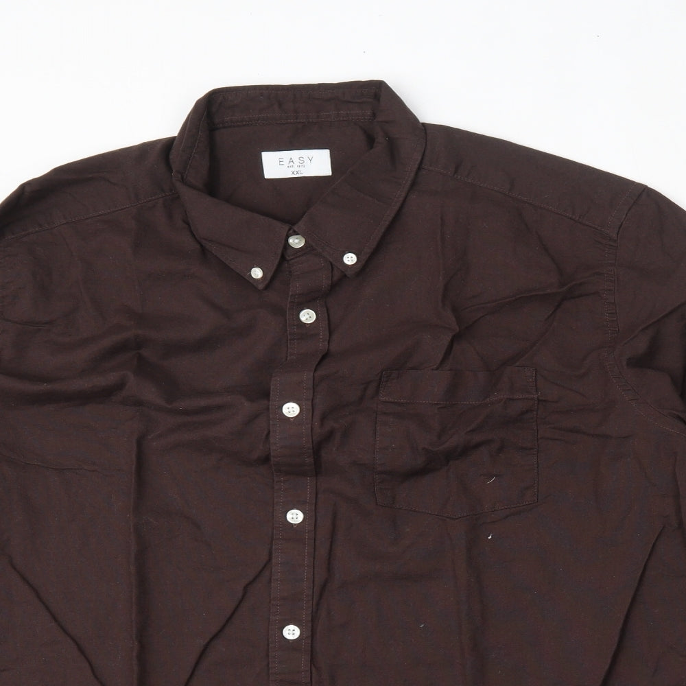 Matalan Mens Brown  Cotton  Dress Shirt Size 2XL Collared Button