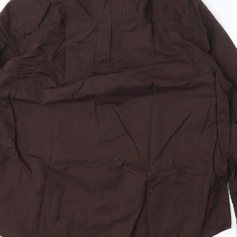 Matalan Mens Brown  Cotton  Dress Shirt Size 2XL Collared Button