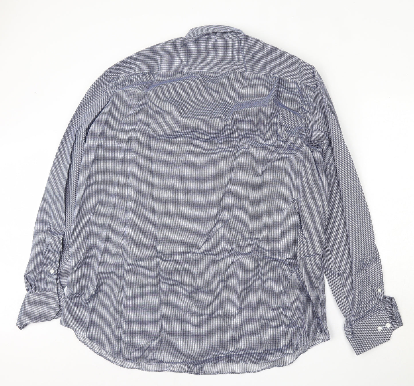 Marks and Spencer Mens Blue Geometric Cotton  Dress Shirt Size 2XL Collared Button