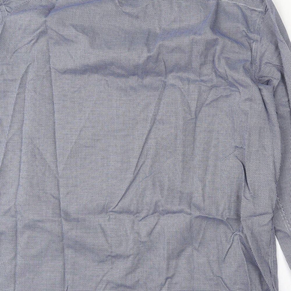 Marks and Spencer Mens Blue Geometric Cotton  Dress Shirt Size 2XL Collared Button