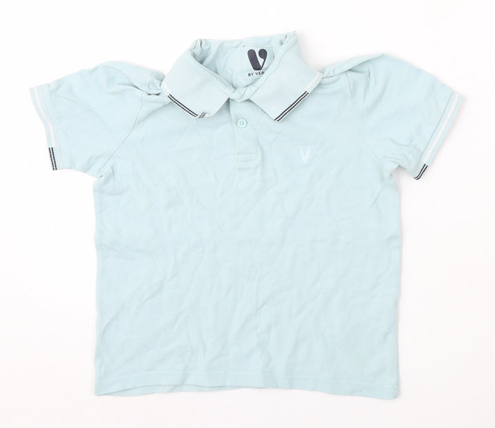 Very Boys Blue Cotton Basic Polo Size 8 Years Collared Button