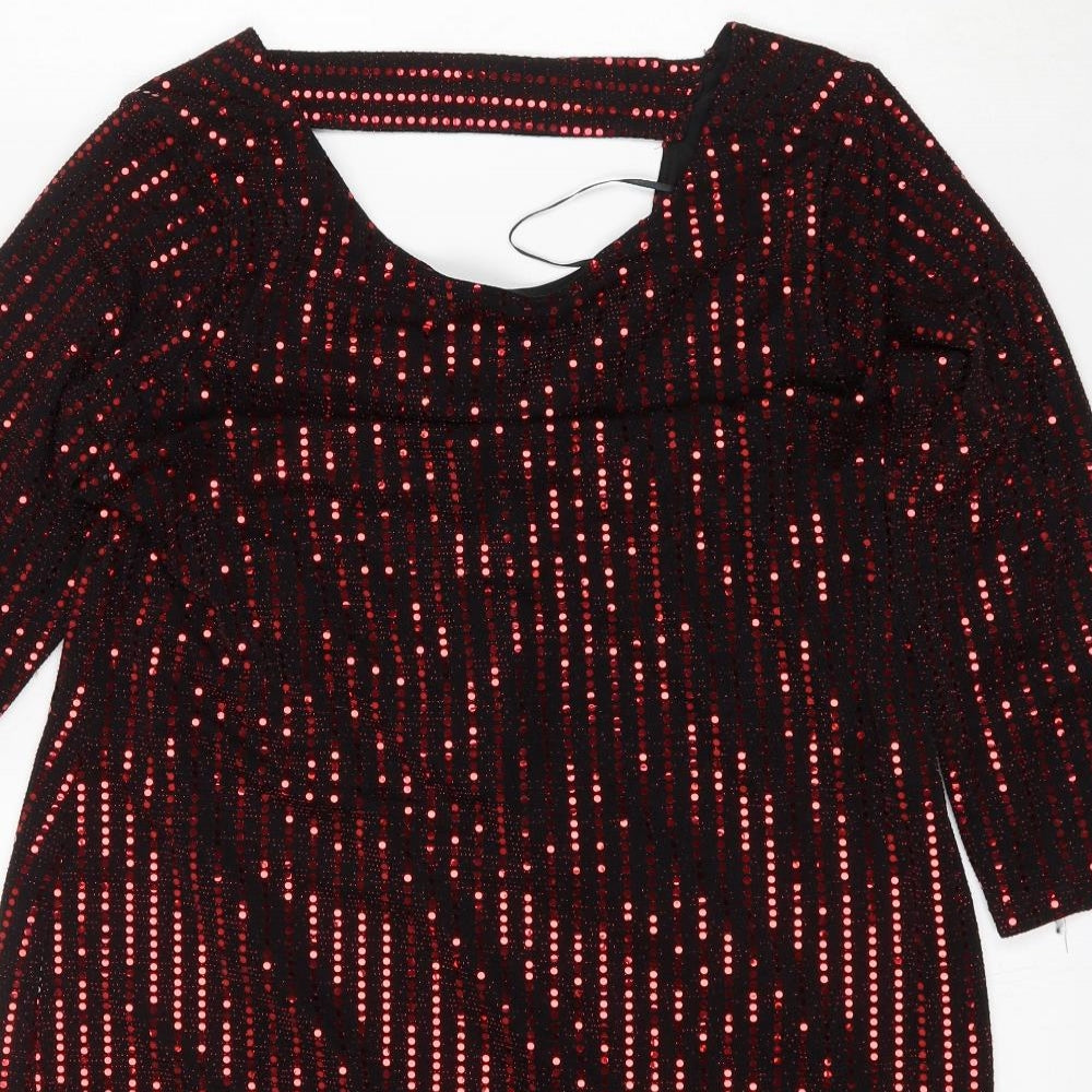 Red Herring Womens Multicoloured Geometric Nylon Trapeze & Swing  Size 12  Round Neck